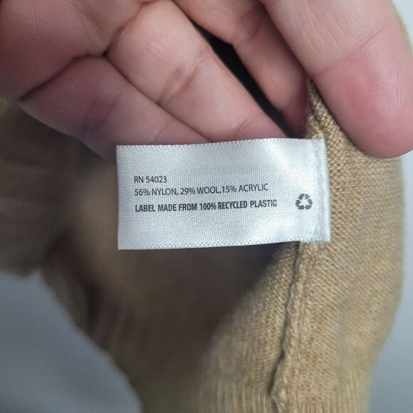 Gap tan wool blend classic timeless quiet luxury preppy Turtleneck sweater L - Picture 4 of 6